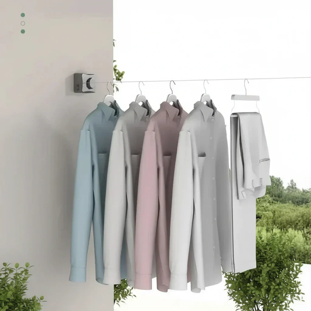 BrightLine Extendable Wall Clothesline System For Drying Laundry