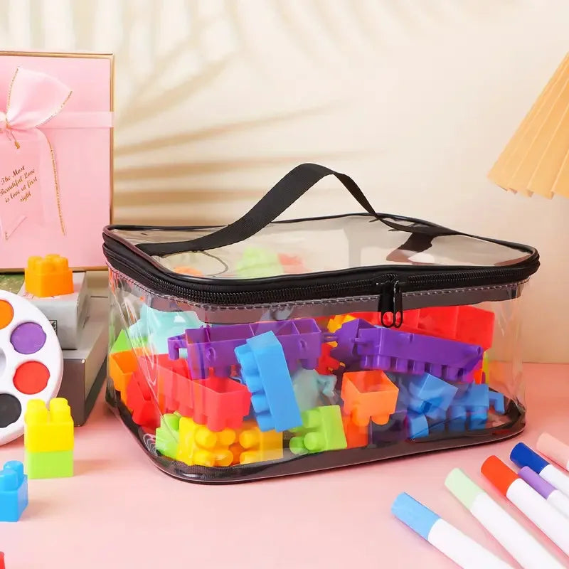 Clear Mesh Toy Organizer Bag With Large Capacity For Toys, Puzzles And Blocks
