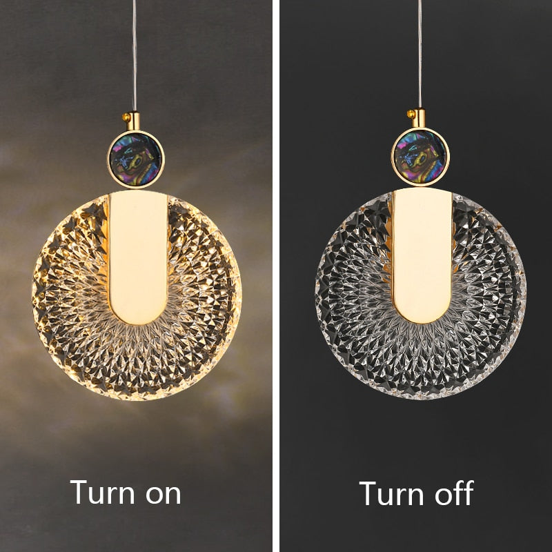 Lampada a sospensione LED rotonda Solara Crystal oro | Snurv