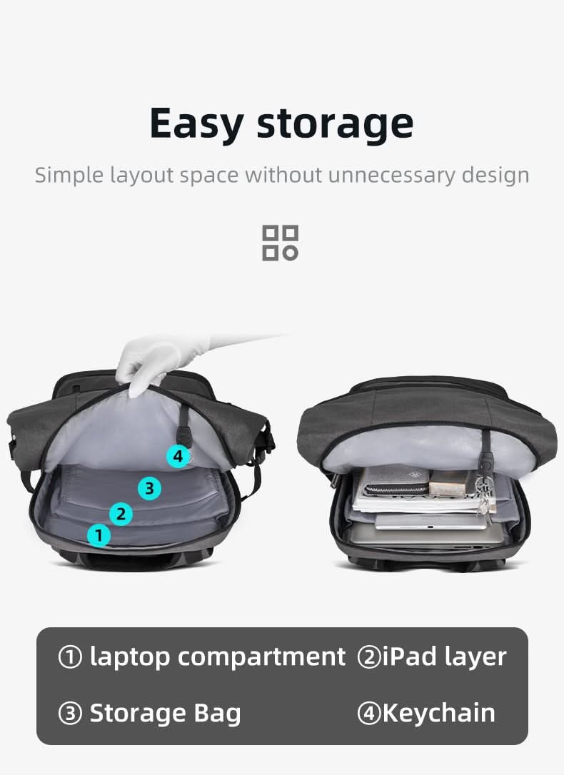 حقيبة ظهر سيتي تريل رول توب للاستخدام الخارجي المتعدد الوظائف مع منفذ USB