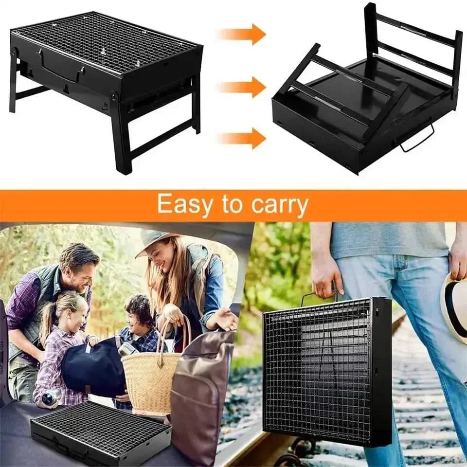 TrailBlaze Edelstahl Holzkohlegrill, kompakter Outdoor-Grill zum Camping