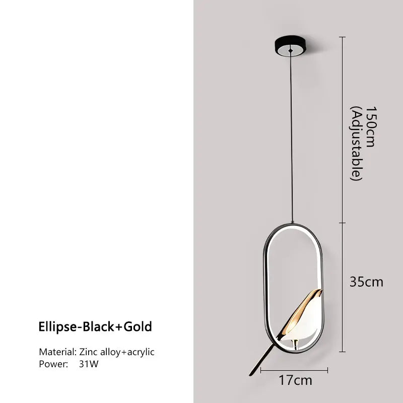Lampa wisząca Magpie z nordyckimi motywami ptaków do nowoczesnych wnętrz
