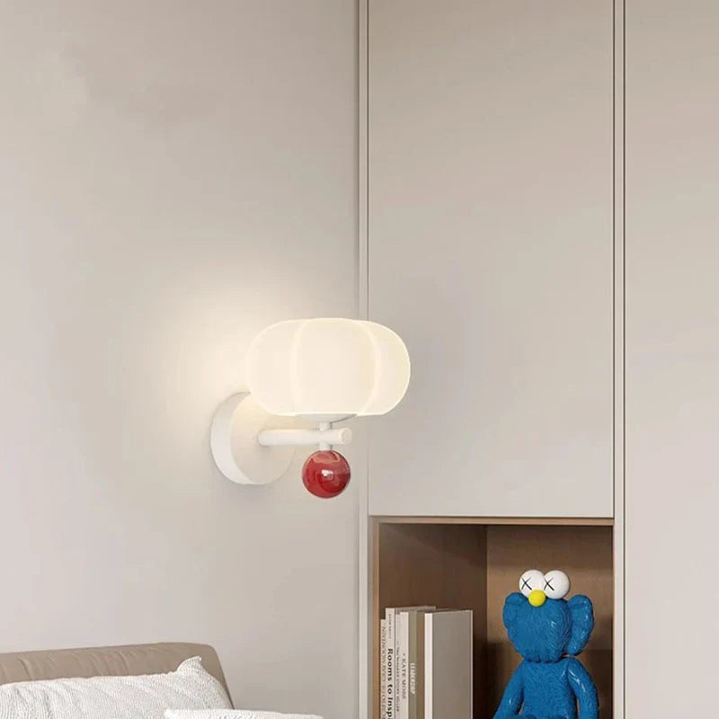 Lampada da parete nordica a forma di zucca con applique moderna in vetro e metallo