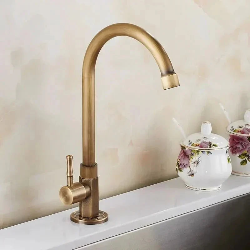 Aurelia Swan Faucet Antique Swan Neck Brass Kitchen Tap