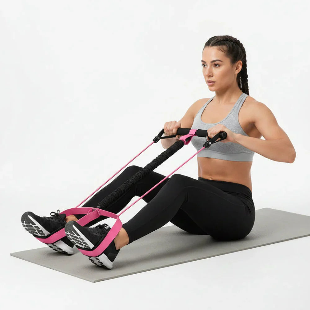 Ab Roller With Resistance Bands Core Workout Trainer For Home Use