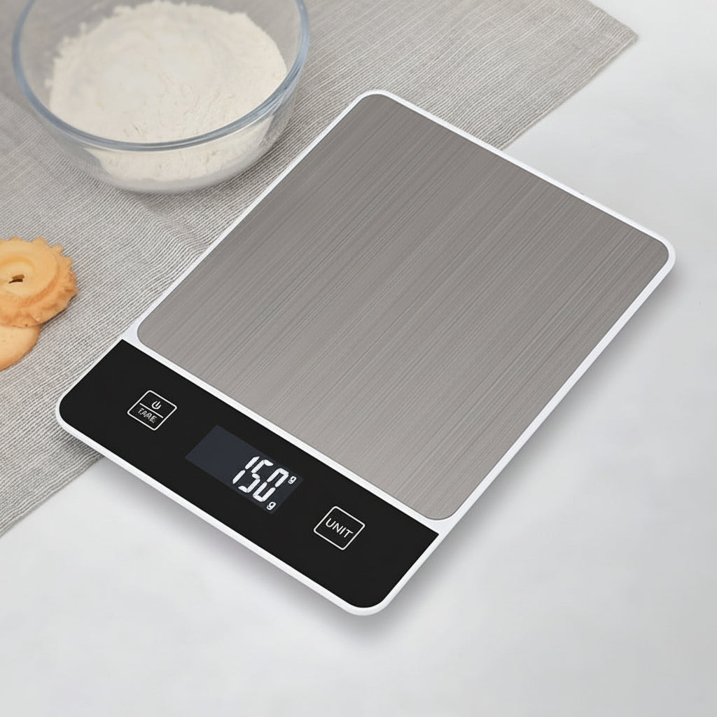 Bilancia digitale in acciaio inox, capacità 22 libbre per pesatura precisa degli alimenti