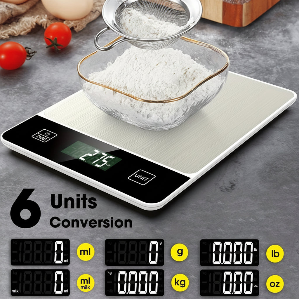 Bilancia digitale in acciaio inox, capacità 22 libbre per pesatura precisa degli alimenti