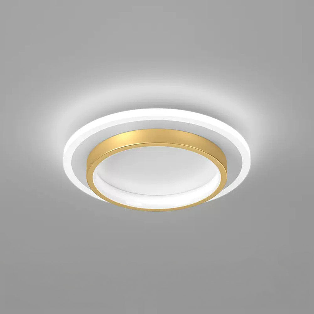 Luz de techo LED redonda con anillo halo, montaje empotrado de metal y acrílico