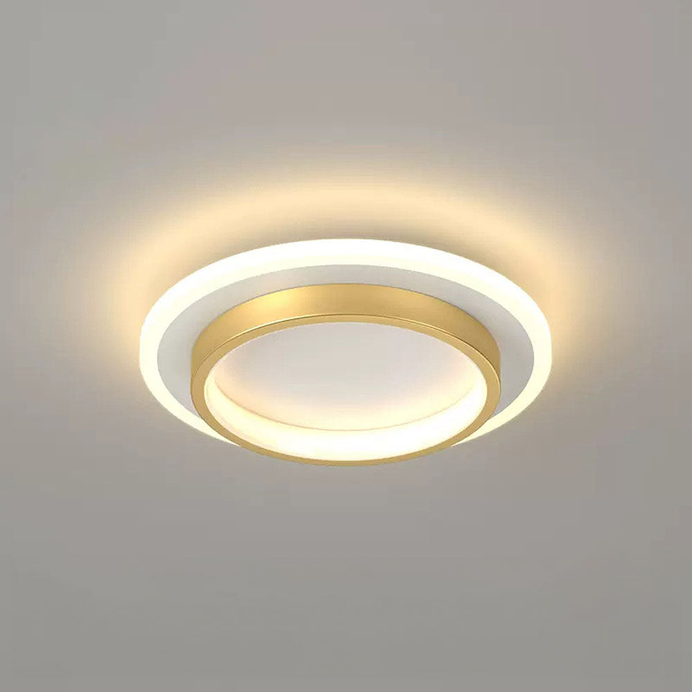 Luz de techo LED redonda con anillo halo, montaje empotrado de metal y acrílico