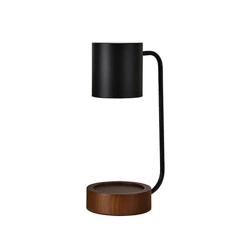 Japanese Minimalist Wax Melter Lamp With Wooden Base And Dimmable Light