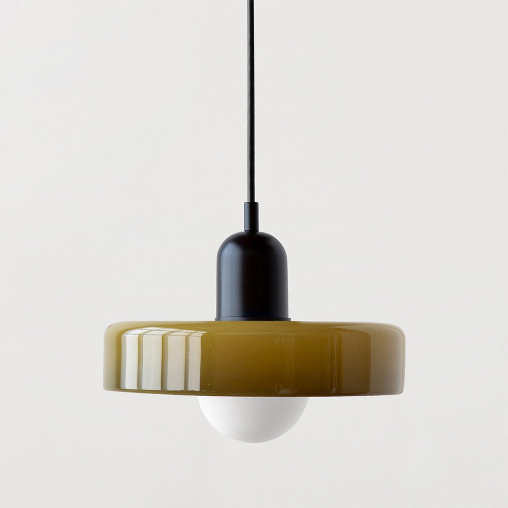 Lampada a sospensione nordica con aspetto in vetro retrò per spazi moderni e colorati
