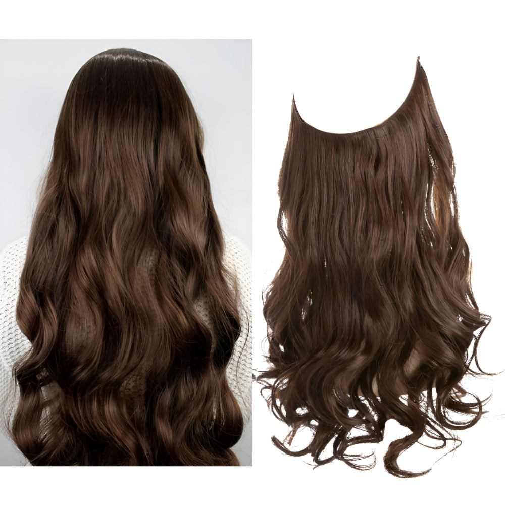 Extensões de Cabelo Natural Ondulado com Presilhas para Comprimento e Volume Prolongados