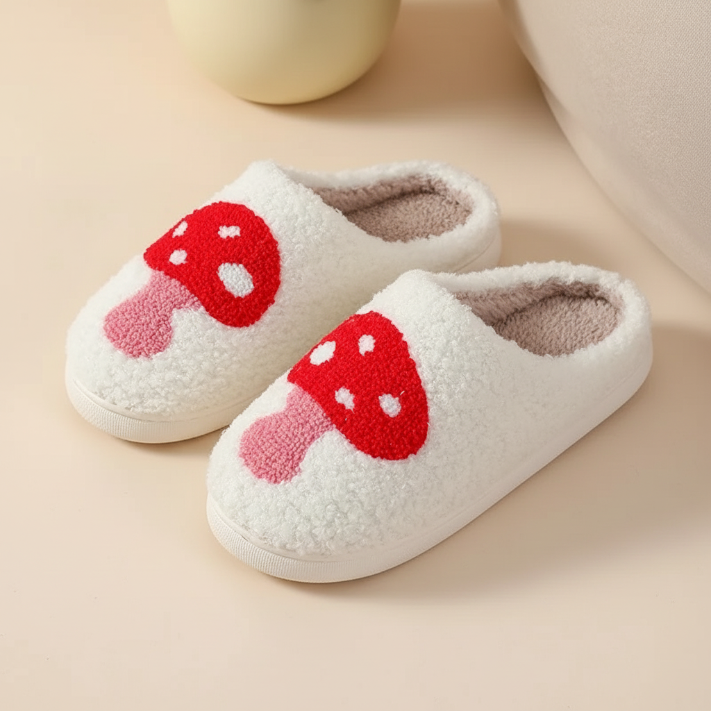 Women's Cozy Memory Foam Slippers With Heart Print Design
