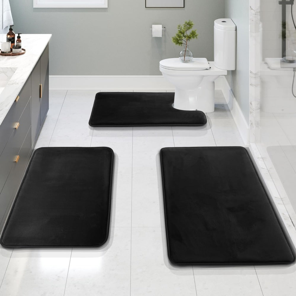 Set covoraș baie din spumă cu memorie ultra moale CalmStep cu țesătură cu uscare rapidă