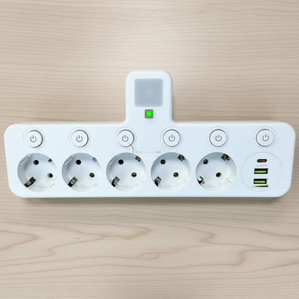 USBポート付き電源タップ ナイトライト＆個別スイッチ付き