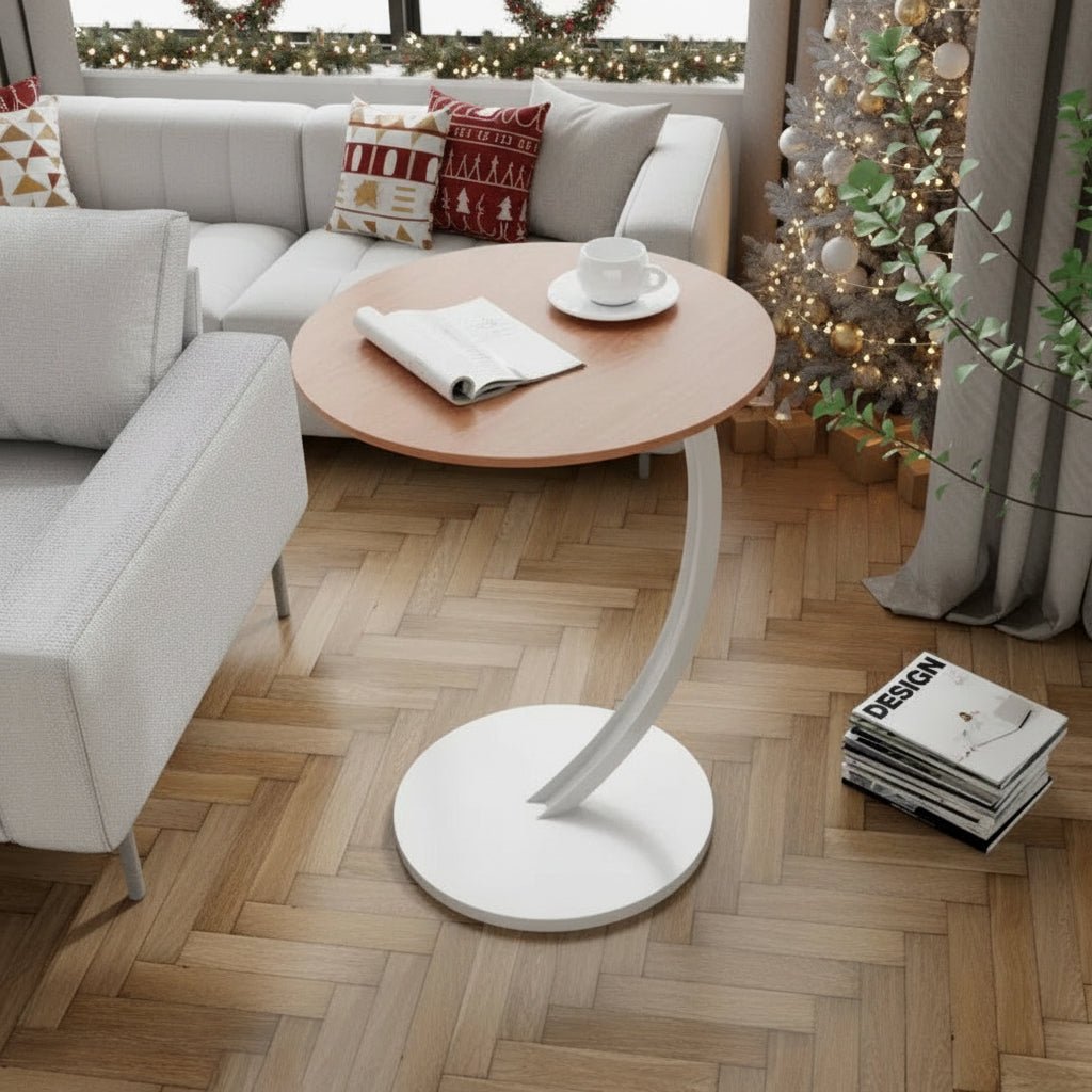 Masa laterală rotundă compactă MiraRound, consolidată, pentru locuințe moderne în spații mici