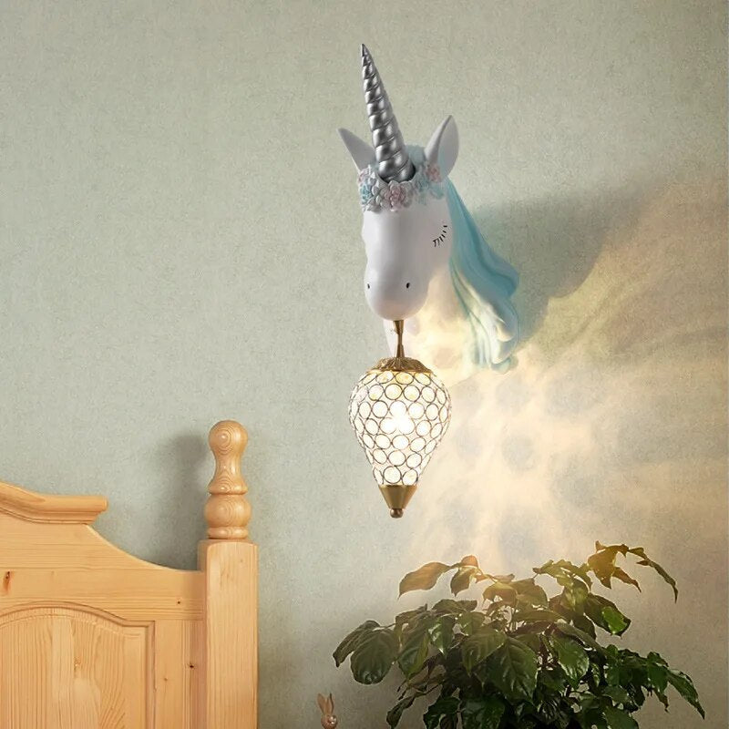 CalmWave Harz-Wandleuchte mit Einhorn-Design für sanftes Leuchten