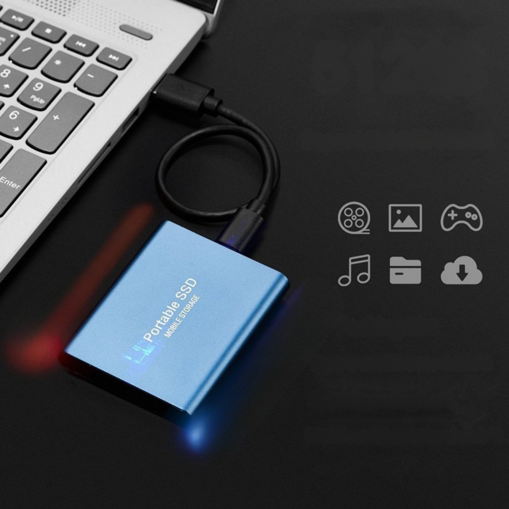 قرص صلب خارجي محمول USB C بسعة 512 جيجابايت للتخزين السريع