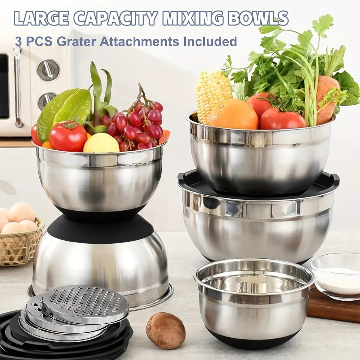 NovaMix 8 Piece Stainless Steel Mixing Bowls With Airtight Lids For Easy Meal Prep
