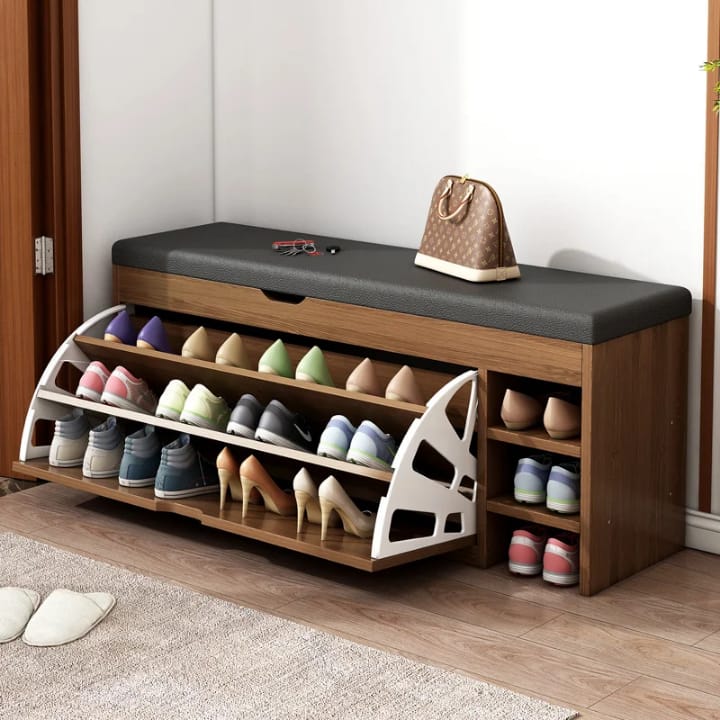HallwayHub 3-In-One Shoe Cabinet Bench With Foldable Storage System For Hallways