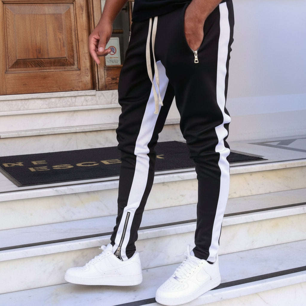 Men's Slim Fit Joggers With Side Stripe Athletic Sweatpants