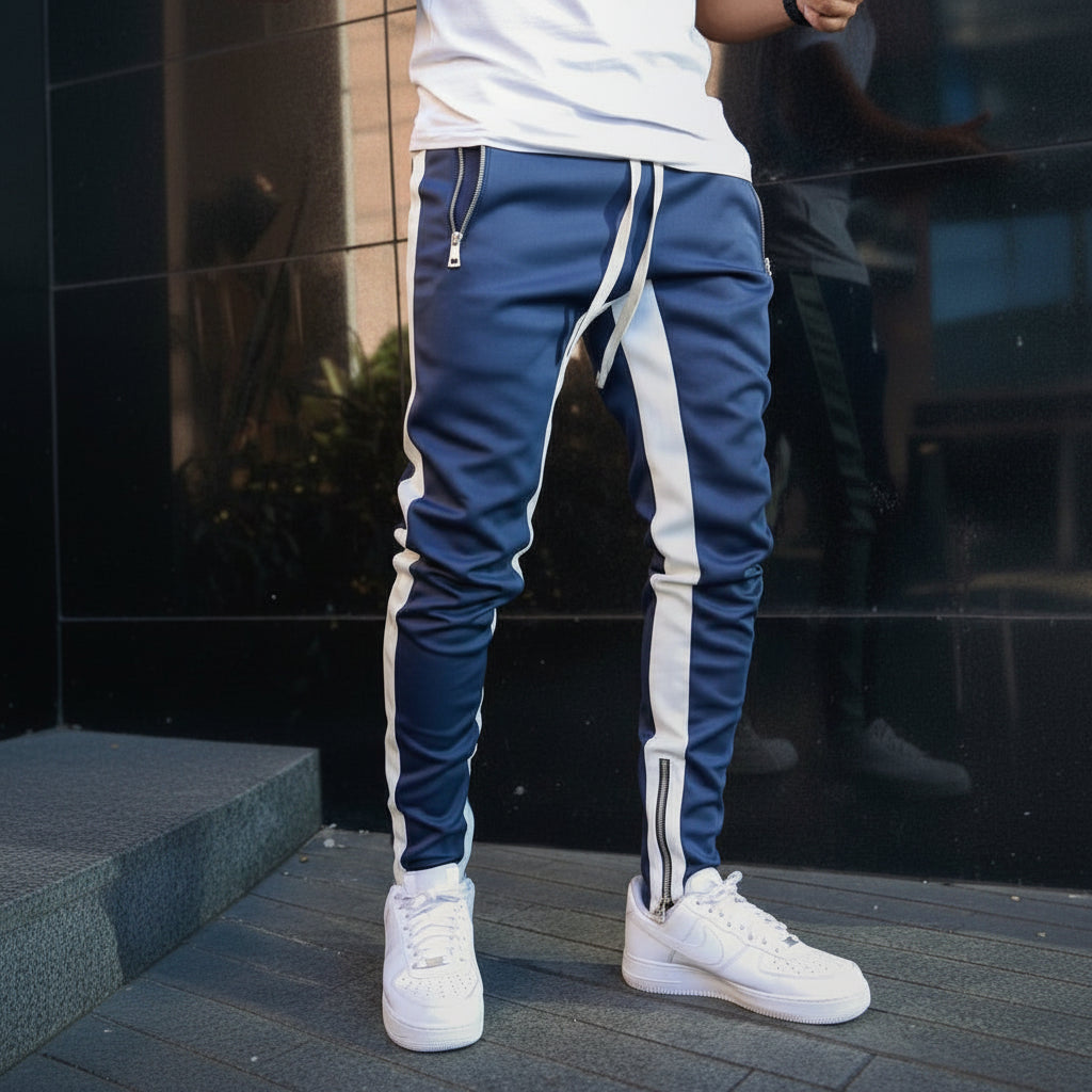 Men's Slim Fit Joggers With Side Stripe Athletic Sweatpants
