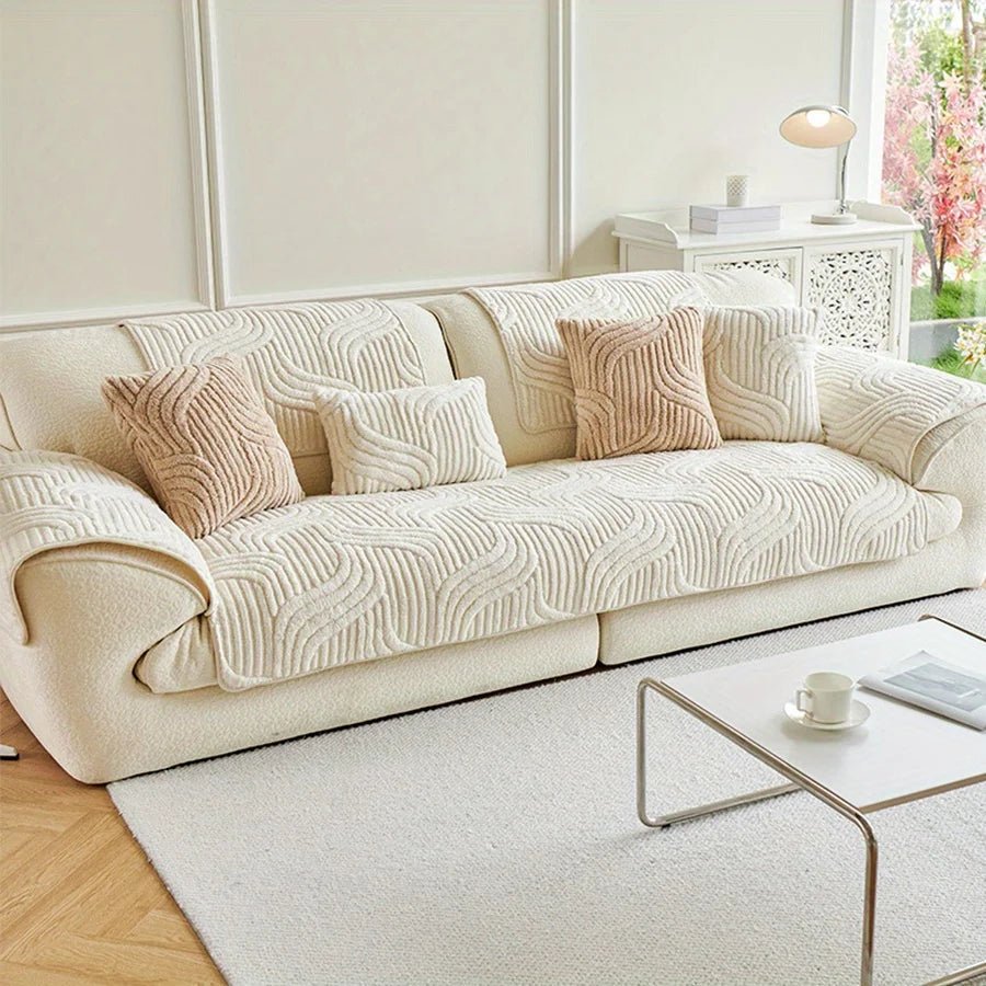 Luxe Samettinen Sohvansuoja Liukumattomilla Aaltoviivoilla Sisustukseen