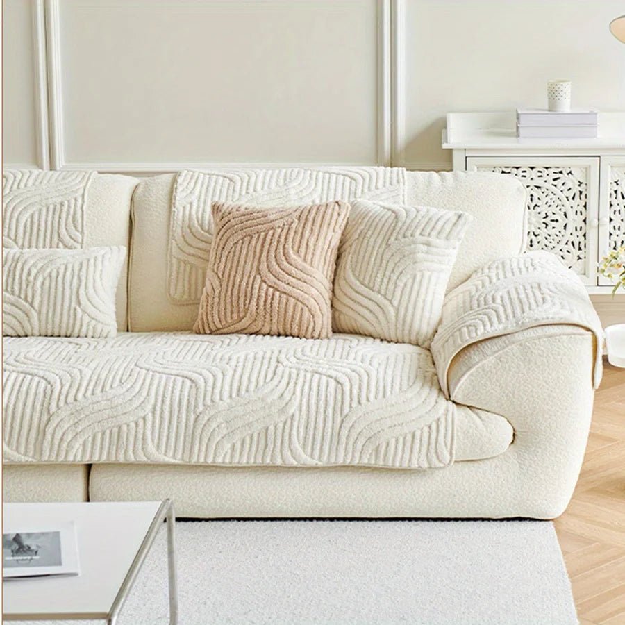 Luxe Samettinen Sohvansuoja Liukumattomilla Aaltoviivoilla Sisustukseen