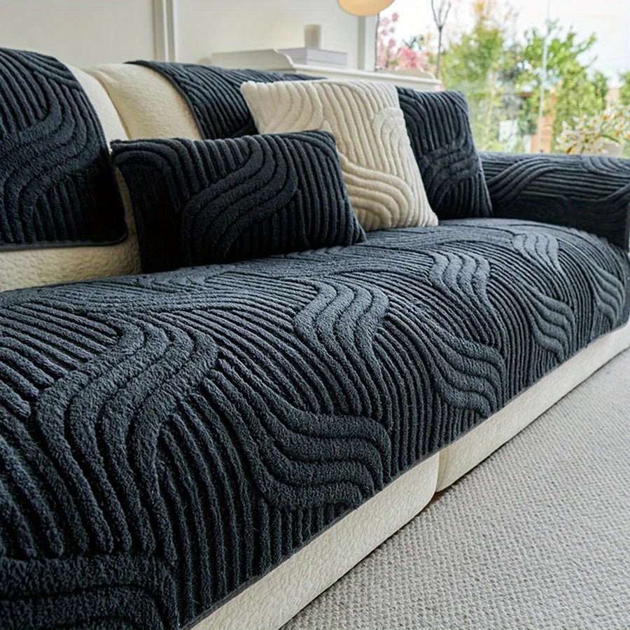 Luxe Samettinen Sohvansuoja Liukumattomilla Aaltoviivoilla Sisustukseen