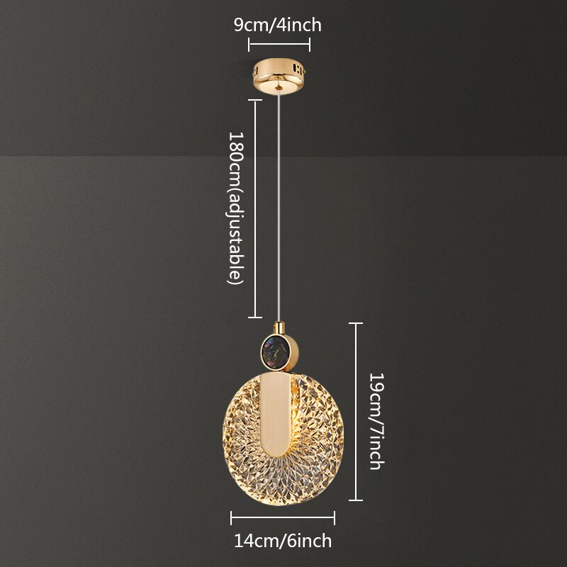 Lampada a sospensione LED rotonda Solara Crystal oro | Snurv