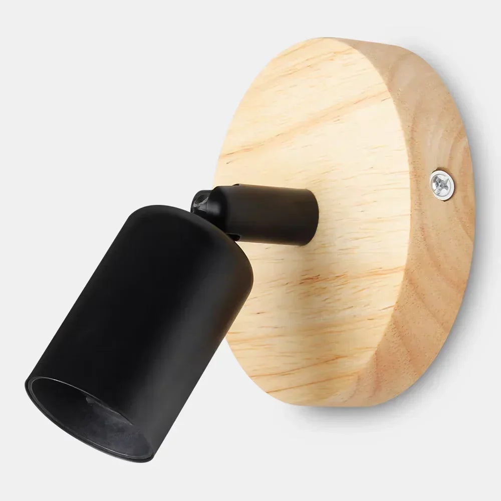Vintage Wall Lamp With Adjustable Wood And Metal Sconce