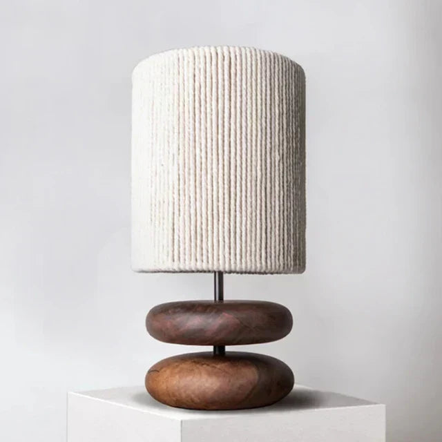 Nova valnöt sängbordslampa med mjuk tygskärm