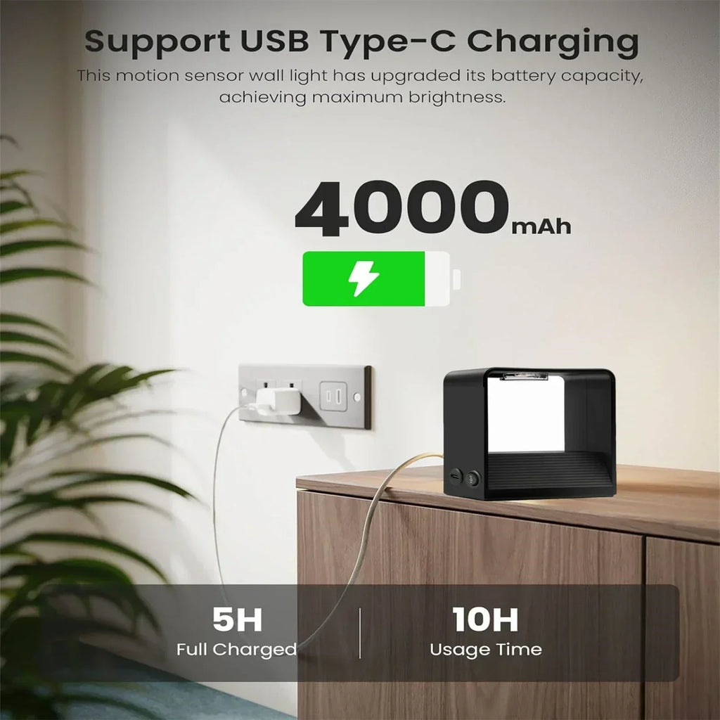 Lampada da parete LED wireless LuminaWave con sensore di movimento e batteria da 4000 mAh
