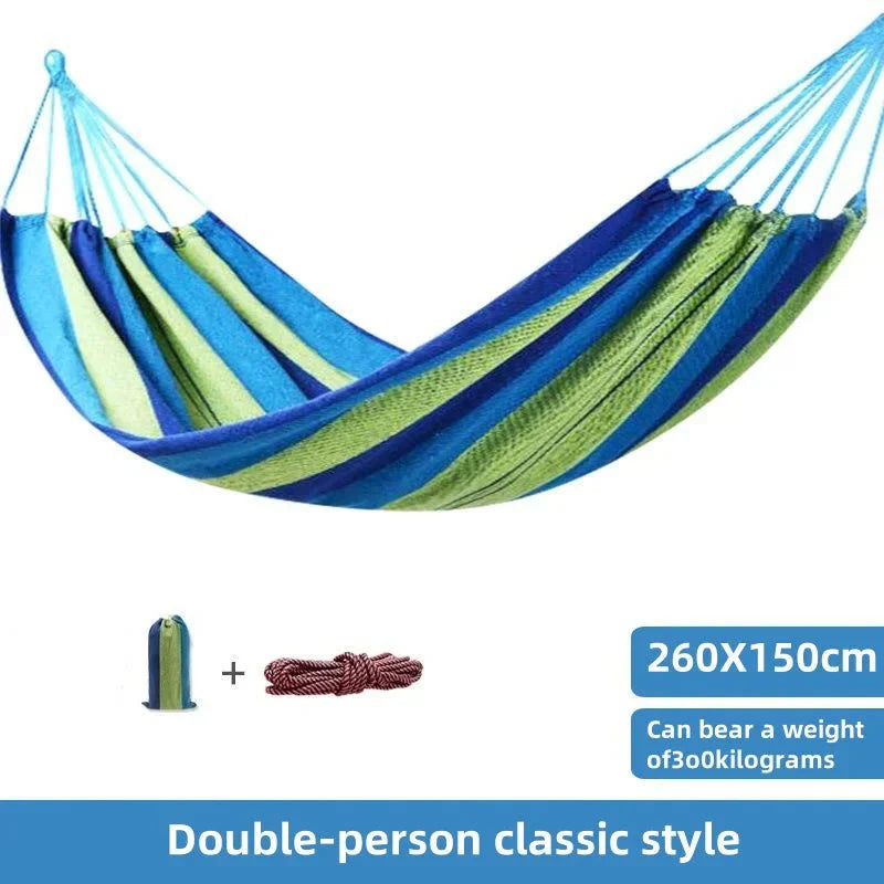 Canvas Hammock With Stripes Large Swing Bed For Indoor And Outdoor Camping Use