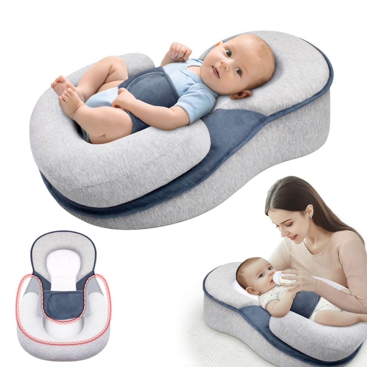 NurtureNest Babykudde Ergonomisk kudde för trygg sömn