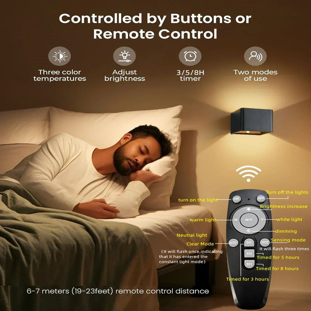Lampada da parete LED wireless LuminaWave con sensore di movimento e batteria da 4000 mAh