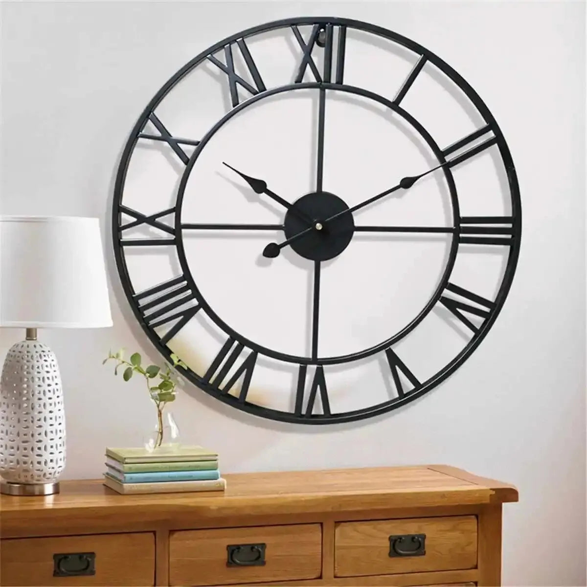 Contemporary 3D Metal Timepiece For Walls With Large Roman Numerals