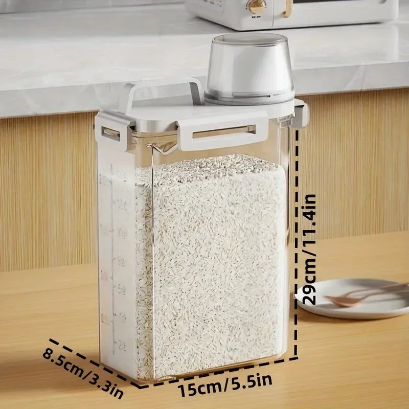 2.5L 密閉容器 米、シリアル、小麦粉用 ディスペンサーと計量カップ付き
