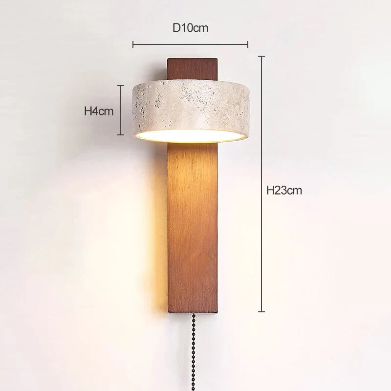 Lámpara de Pared Éclat: Luz de Cabecera Inspirada en el Wabi-Sabi Francés con Interruptor de Tirón