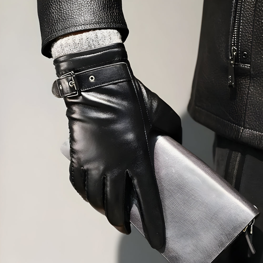 Men's Winter Touchscreen Gloves With Strap Closure For Driving