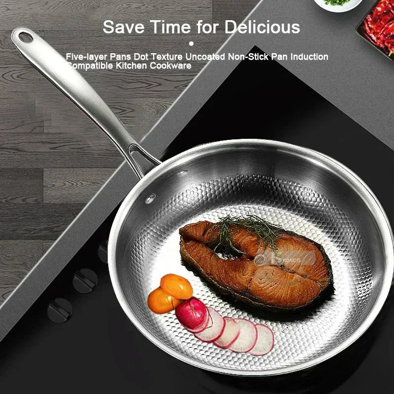 AuroraChef 28/30 Cm Stainless Steel 304 Wok Pan Without Coating For Gas And Induction