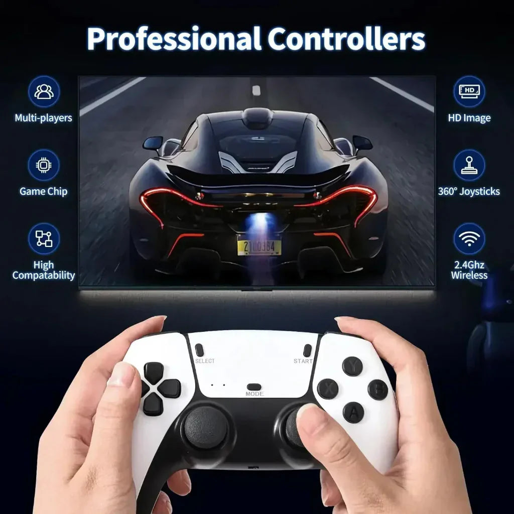 4K Retro Gaming Console Stick With Wireless Controllers