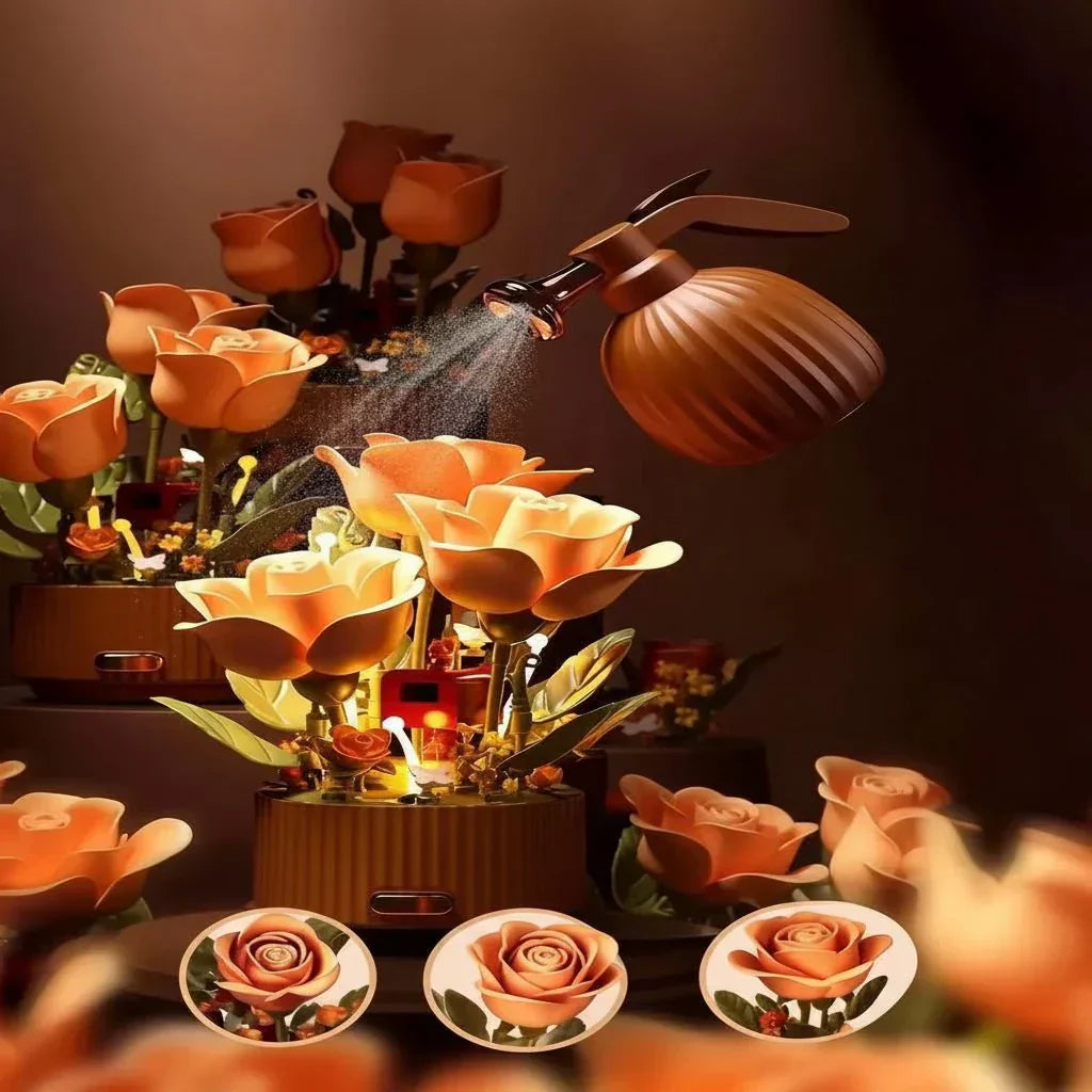 Aurora Bloom 255-teiliges Rosenstrauß-Baustein-Set für kreative Kinder