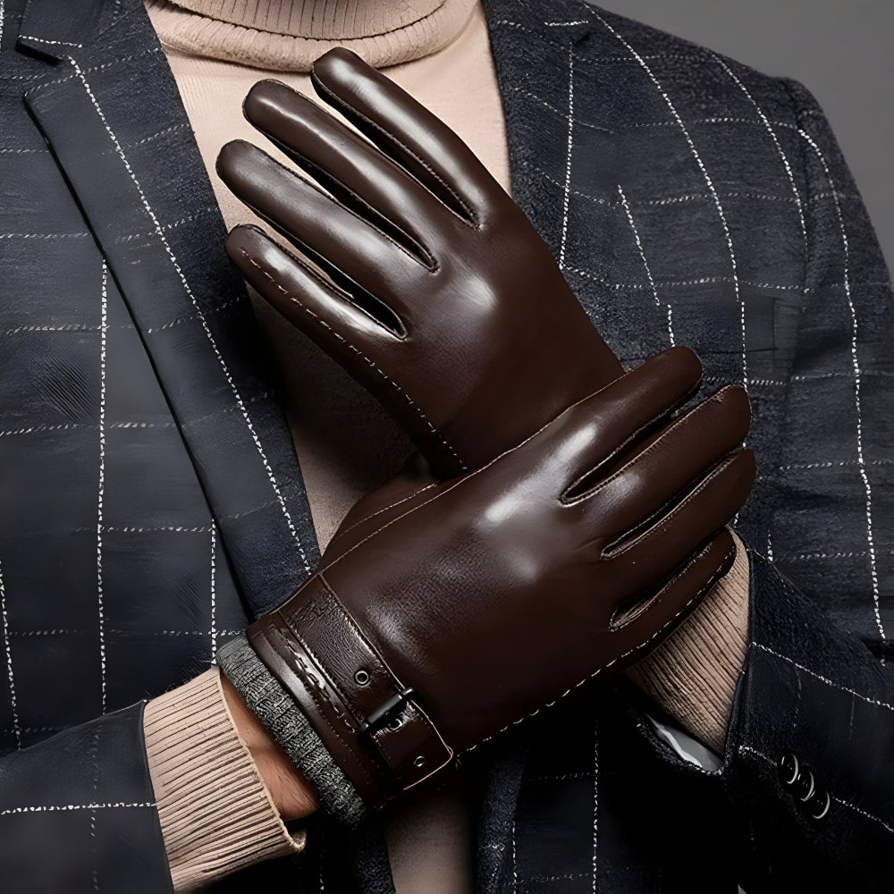 Men's Winter Touchscreen Gloves With Strap Closure For Driving