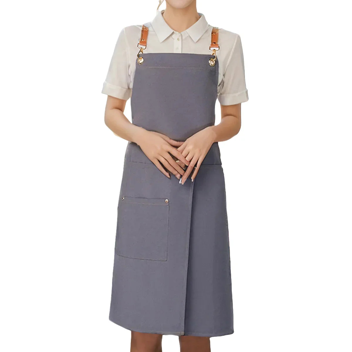Delantal impermeable WorkEase con bolsillos de lona y falda dividida