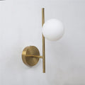 Luz de Parede da Astra com Duas Esferas de Vidro Fosco em Dourado Escovado