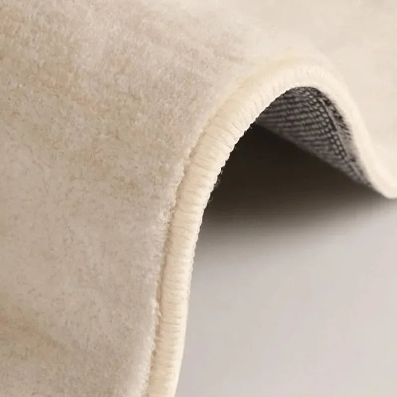 Cream Non Slip Irregular Soft Rug For Minimalist Living Rooms