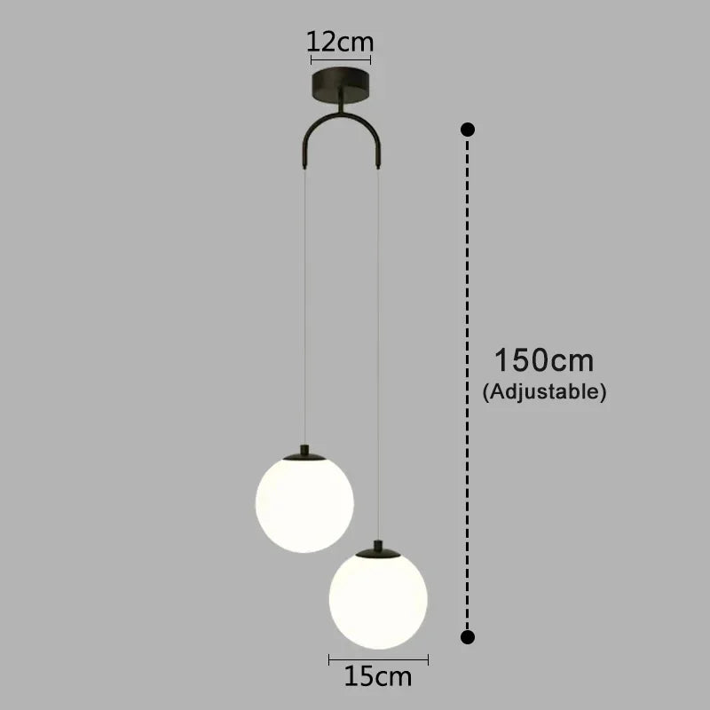 Lampa wisząca Luna z kloszem ze szkła, nordycki nowoczesny design