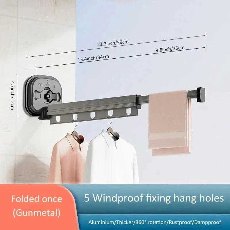 BreezeLift Suszarka Bębnowa Ścienna Składana i Oszczędzająca Miejsce