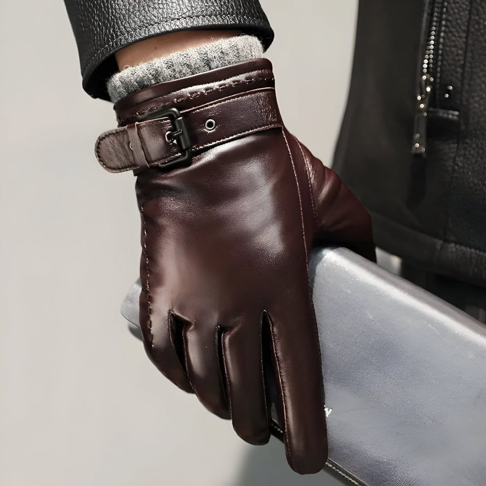 Men's Winter Touchscreen Gloves With Strap Closure For Driving